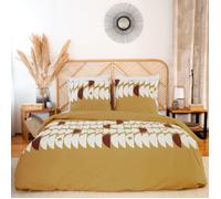 Parure de lit 260x240 cm coton AUBE Marron 3 pièces
