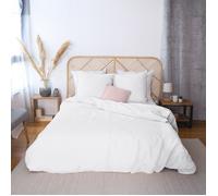 Parure de lit 260x240 cm coton lin lavé LINO blanc 3 pièces