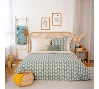 Parure de lit 260x240 cm coton WAY vert 3 pièces
