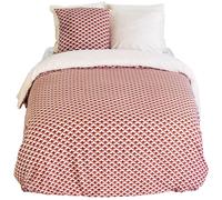 Parure de lit 260x240 cm en microfibre TIAGOH rouge motif géométrique 3 pièces