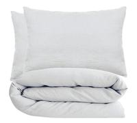 Parure de lit 260x240 cm et 50x70 cm 100% coton lavé PALACE blanc neige 3 pièces