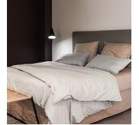 Parure de lit 260x240 cm et 65x65 cm coton lavé PALACE beige nacre 3 pièces