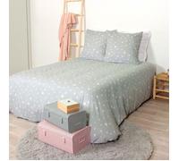 Parure de lit 260x240 cm microfibre PISA gris Perle