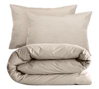 Parure de lit 260x240 cm set 50x70 cm percale MANOIR beige Lin