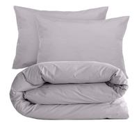 Parure de lit 260x240 cm set 50x70 cm percale MANOIR gris Acier