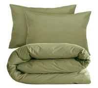 Parure de lit 260x240 cm set 50x70 cm percale MANOIR vert Mousse