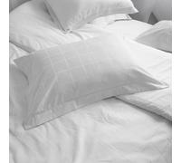 Parure de lit 260x240 cm set 50x70 satin CONCERTO carreaux blanc Neige