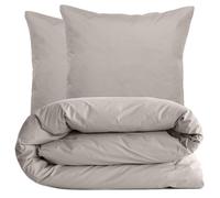 Parure de lit 260x240 cm set 65x65 cm percale MANOIR gris Cendre