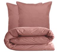 Parure de lit 260x240 cm set 65x65 cm percale MANOIR rose Pêche