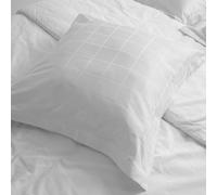 Parure de lit 260x240 cm set 65x65 satin CONCERTO carreaux blanc Neige