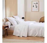 Parure de lit 260x240 et 65x65 satin de coton GRAND HÔTEL 3 pièces blanc