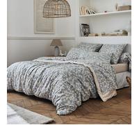 Parure de lit 280x240 cm 50x70 cm percale de coton LISON Gris 3 pièces