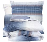 Parure de lit 280x240 cm 65x65 cm percale ESTEBAN bleu 3 pièces