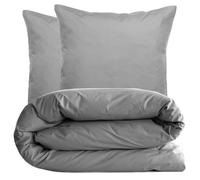 Parure de lit 280x240 cm et taie 65x65 cm percale MANOIR gris Ardoise