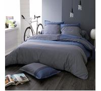 Parure de lit 280x240 cm satin de coton ENZO bleu