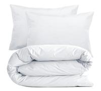 Parure de lit 280x240 cm set 50x70 cm percale MANOIR blanc Neige