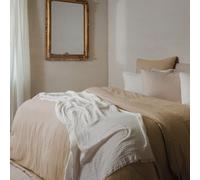 Parure de lit 3 pièces 240x220 cm et 50x70 cm mousseline de coton MILOS marron camel
