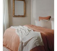 Parure de lit 3 pièces 240x220 cm et 50x70 cm mousseline de coton MILOS marron cognac