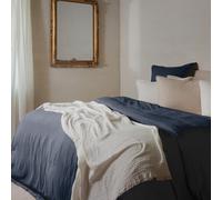 Parure de lit 3 pièces 240x220 cm et 50x70 cm mousseline de coton MILOS noir granit