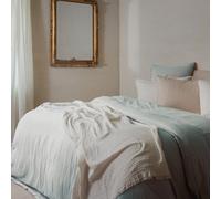 Parure de lit 3 pièces 240x220 cm et 50x70 cm mousseline de coton MILOS vert lichen
