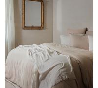 Parure de lit 3 pièces 240x220 cm et 65x65 cm mousseline de coton MILOS beige naturel