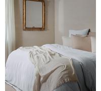 Parure de lit 3 pièces 240x220 cm et 65x65 cm mousseline de coton MILOS blanc neige