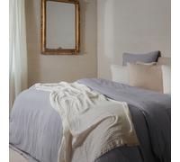 Parure de lit 3 pièces 240x220 cm et 65x65 cm mousseline de coton MILOS gris cendre