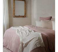 Parure de lit 3 pièces 240x220 cm et 65x65 cm mousseline de coton MILOS rose