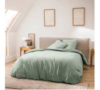 Douceur d'Intérieur – Parure de lit 3 pièces Meline 260 x 240 cm 100% coton fils teints Sauge