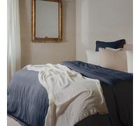 Parure de lit 3 pièces 260x240 cm et 50x70 cm mousseline de coton MILOS noir granit