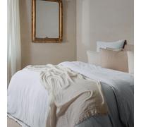 Parure de lit 3 pièces 260x240 cm et 65x65 cm mousseline de coton MILOS blanc neige