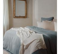 Parure de lit 3 pièces 260x240 cm et 65x65 cm mousseline de coton MILOS vert lichen