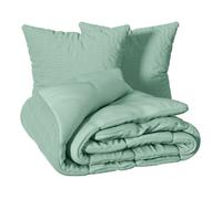 Atmosphera Parure de lit 3 pièces Irhia 240x220 cm coton/polyester Vert céladon