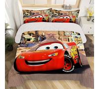 Parure De Lit 3 Pieces Cars - Motif Dessin Anime Mignon Et Doux, Ideal Pour La Chambre À Coucher - Housse De Couette Et 2 Taies D'oreiller Avec Motifs De Personnages Mignons - Deco
