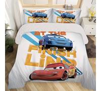 Parure De Lit 3 Pieces Cars - Motif Dessin Anime Mignon Et Doux, Ideal Pour La Chambre À Coucher - Housse De Couette Et 2 Taies D'oreiller Avec Motifs De Personnages Mignons - Deco