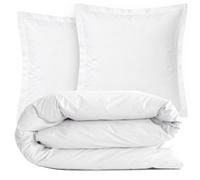 Parure de lit 3 pièces coton uni 57 fils ALTO 300x300 taies 65x65 Blanc