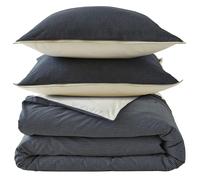 Parure de lit 3 pièces : housse 200x200 cm et taie 65x65 cm 100% coton BRIXTON à rayures noires
