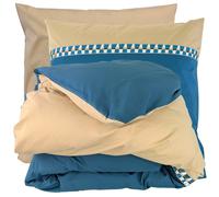 Parure de lit 3 pièces : housse 240x220 cm et taies 65x65 cm en percale de coton LINOA bleu cobalt