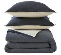 Parure de lit 3 pièces : housse 260x240 cm et taies 65x65 cm 100% coton BRIXTON à rayures noires