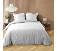Douceur d'Intérieur Parure de lit Liam – 3 pièces 240 x 220 cm – Microfibre unie lavée Blanc