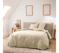 Douceur d'Intérieur Parure de lit 3 pièces Meline 240 x 220 cm 100% coton fils teints Sable