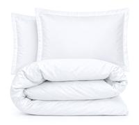 Parure de lit 3 pièces percale de coton uni 80 fils PRIMO 300x300 taies 50x70 Blanc