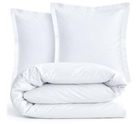 Parure de lit 3 pièces percale de coton uni 80 fils PRIMO 300x300 taies 65x65 Blanc