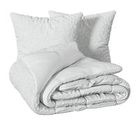 Atmosphera Parure de lit Swan et Edie Blanche 260x240 cm Jacquard 3 pièces pour 2 personnes