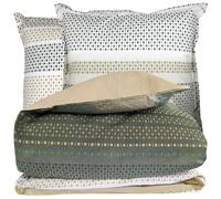 Parure de lit 300x240 cm 100% coton NIAGARA vert Kaki 3 pièces