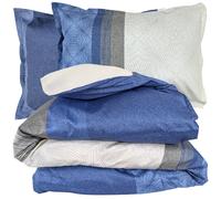 Parure de lit 300x240 cm 50x70 cm en satin de coton TIAGO bleu Indigo