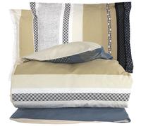 Parure de lit 300x240 cm 50x70 cm percale 100% coton MARLOW acier