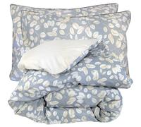 Parure de lit 300x240 cm 50x70 cm percale de coton LISON Gris 3 pièces