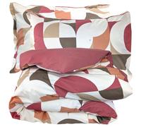 Parure de lit 300x240 cm 50x70 cm percale MODULO acajou 3 pièces
