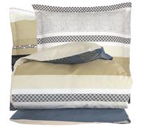 Parure de lit 300x240 cm 65x65 cm percale 100% coton MARLOW acier